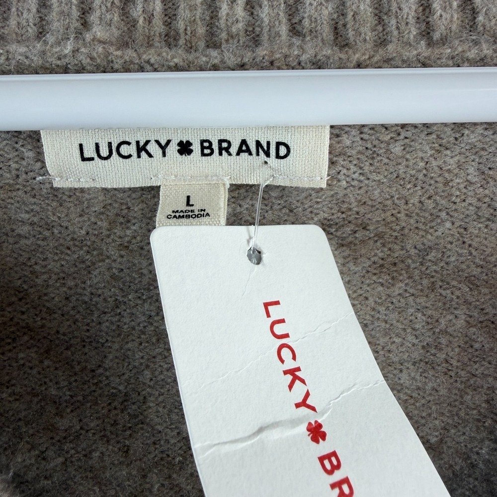 Lucky Brand Womens Sweater Vneck Oversized Soft Minimalist Preppy Size Large - Picture 7 of 8